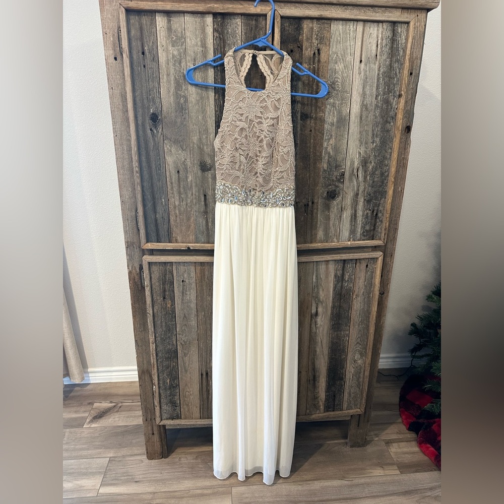 Long off white dress with lace size 1